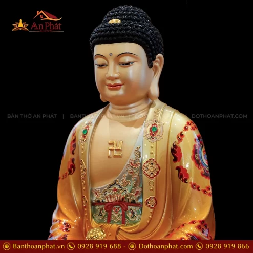 Ton Tuong Thich Ca Mau Ni Ngoc Thach Phu Dong Toa La Sen Ve gam Do cam T2391 3