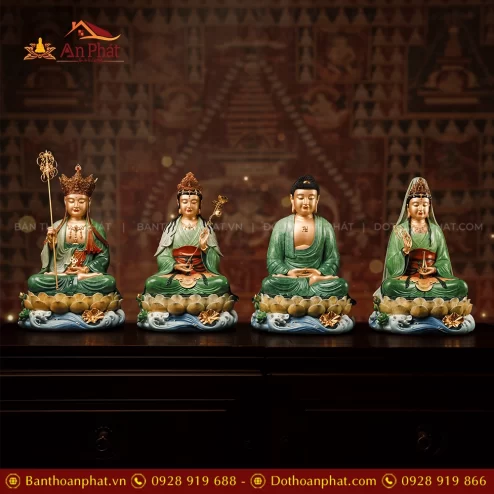 Trọn Bộ Tượng Phật Ngọc Thạch Phủ Đồng Lục Bảo Vân T2427