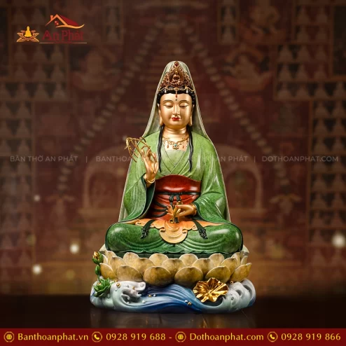 Tượng Phật Bà Quan Âm bằng đồng ngồi đẹp