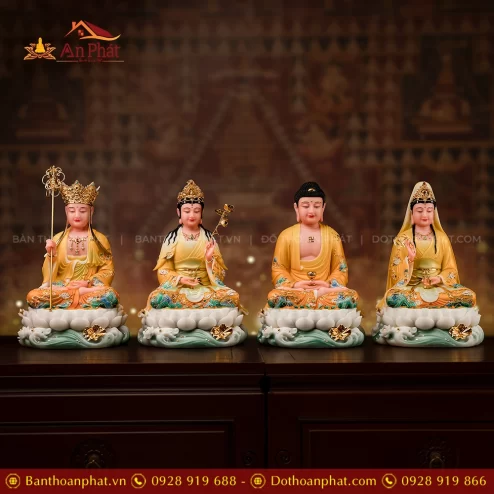 Trọn Bộ Tương Phật Thạch Anh Ngọc Liên Hoàng Y T2432