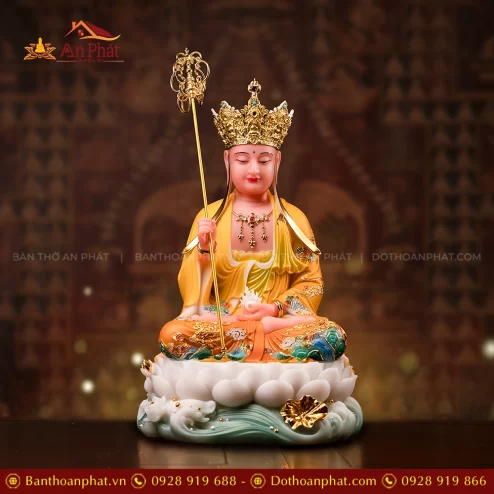 Tôn tượng Địa tạng vương Bồ tát ngồi đá đẹp