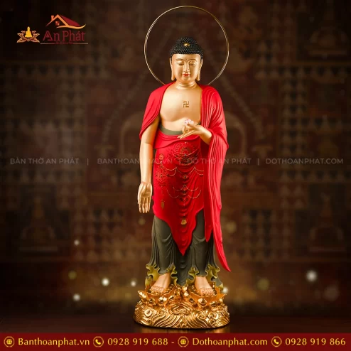 Tượng Bổn Sư Thích Ca Mâu Ni Ngọc Thạch phủ Đồng Tam Sắc Cổ T2420