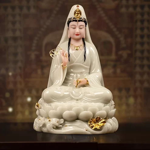 Tượng Quan Âm Thạch Anh Men Xanh Ngọc Bảo T2400