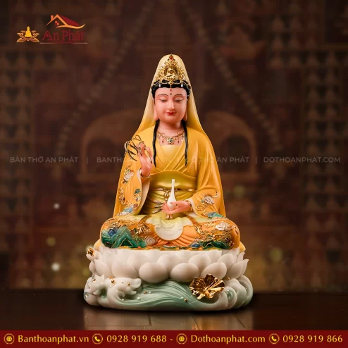 Tượng Quan Âm Thạch Anh Ngọc Liên Hoàng Y T2402