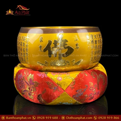 Chuông đồng chữ Phật khắc Tâm Kinh Đài Loan AK11224