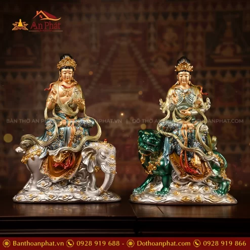 Tôn tượng Phổ Hiền Bồ tát và Văn Thù Bồ tát
