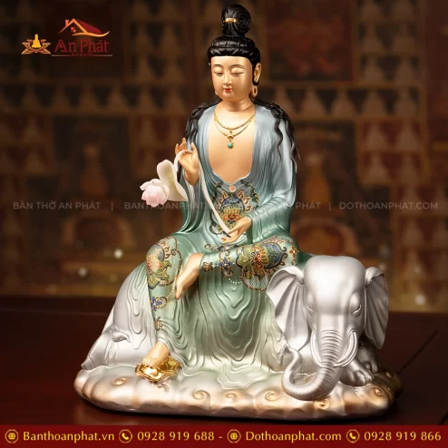 Tôn tượng Phổ Hiền Bồ tát ngồi đẹp bằng đồng