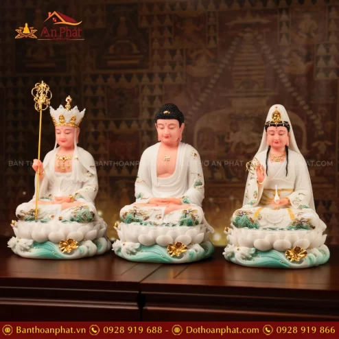 Tôn Tượng Ta Bà Tam Thánh ngồi đá đẹp