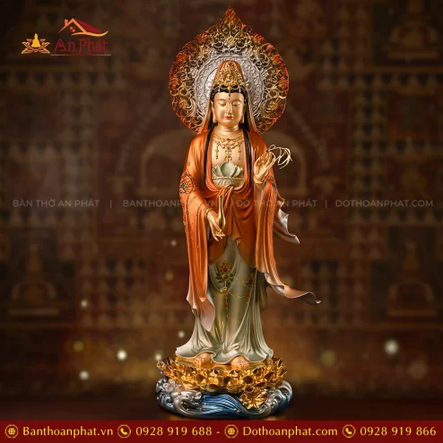 Tượng Phật bà Quan âm đứng đẹp bằng đá