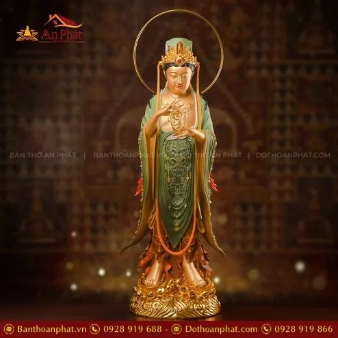 Tượng Phật bà Quan âm đứng đẹp bằng đá