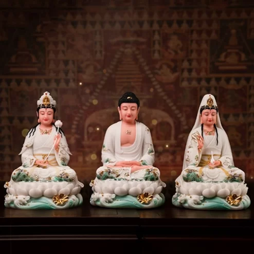 Tôn Tượng Tây Phương Tam Thánh Thạch Anh Ngọc Liên Bạch Y T2460