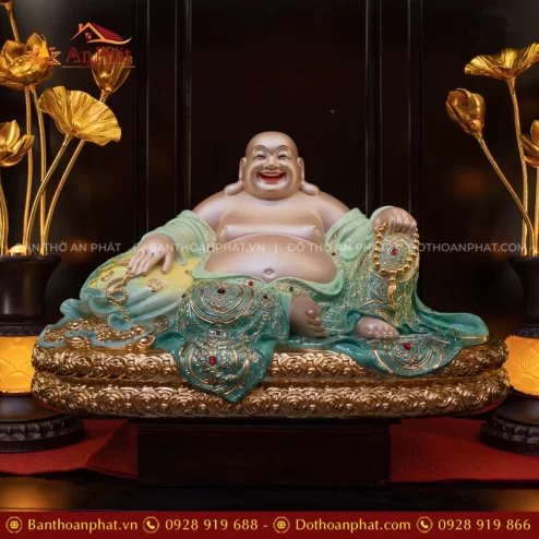 Tượng Di Lặc Ngọc Thạch Phủ Đồng Xanh Ngọc Lục Bảo T2554