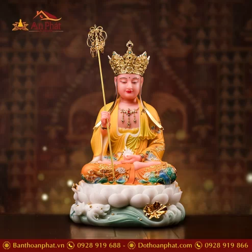 Tượng Địa Tạng Thạch Anh Ngọc Liên Hoàng Y T2464