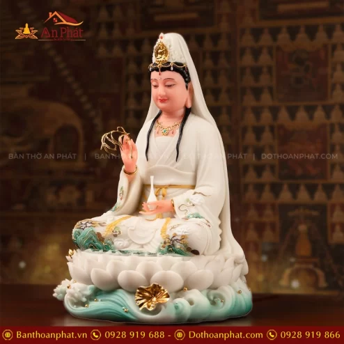 Tượng Phật Bà Quan Âm ngồi đá đẹp