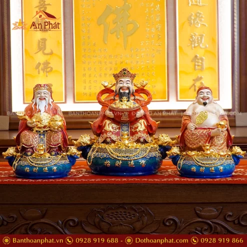 Tượng Tài Địa Ngồi Đồng Dát Vàng T2478