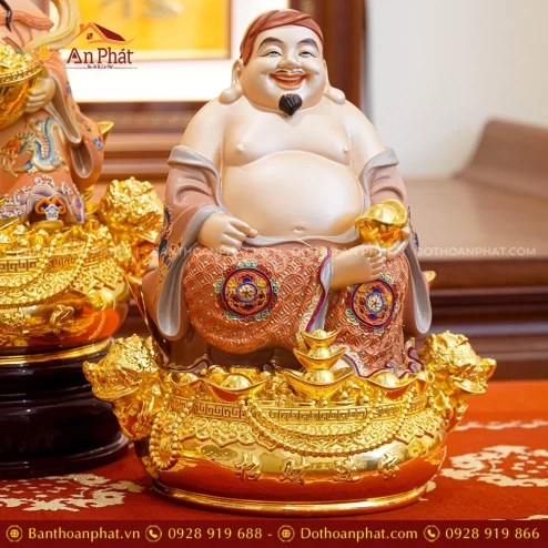 Tượng Ông Địa ngồi bằng đồng