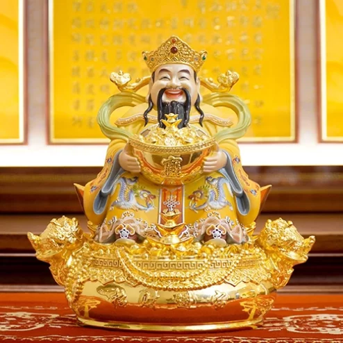 Tượng Thần Tiền Quan Lộc Ngồi Đồng Dát Vàng 2477