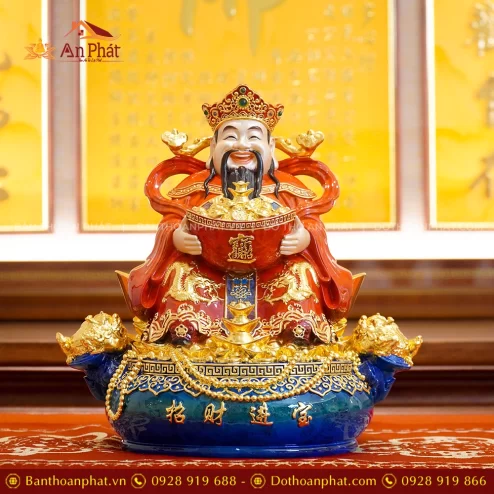 Tượng Thần Tiền Quan Lộc Ngồi Đồng Dát Vàng T2501