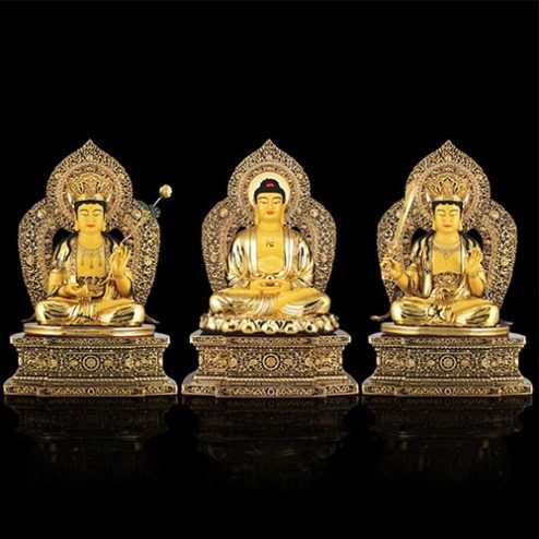 Bộ Tương Hoa Nghiêm Tam Thánh Đồng Dát Vàng Nhập Khẩu T2710