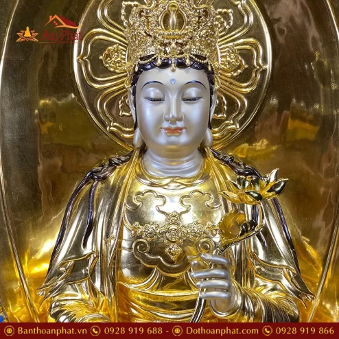 bo tuong phat tay phuong tam thanh dong dat vang dang ngoi de kim cang t253100007