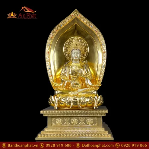 bo tuong phat tay phuong tam thanh dong dat vang dang ngoi de kim cang t253100010