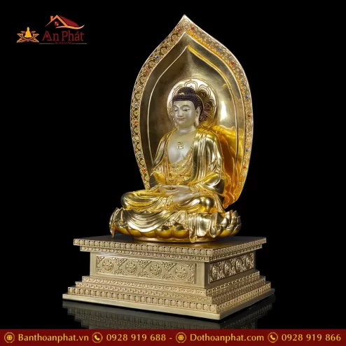 bo tuong phat tay phuong tam thanh dong dat vang dang ngoi de kim cang t253100017