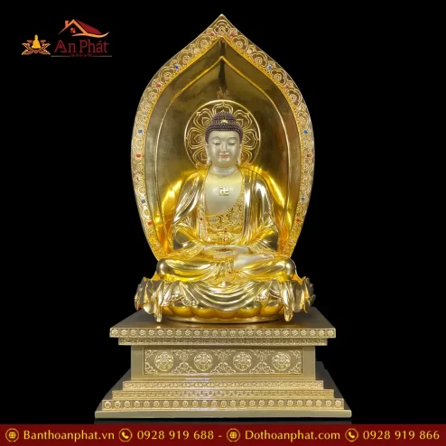 bo tuong phat tay phuong tam thanh dong dat vang dang ngoi de kim cang t253100018