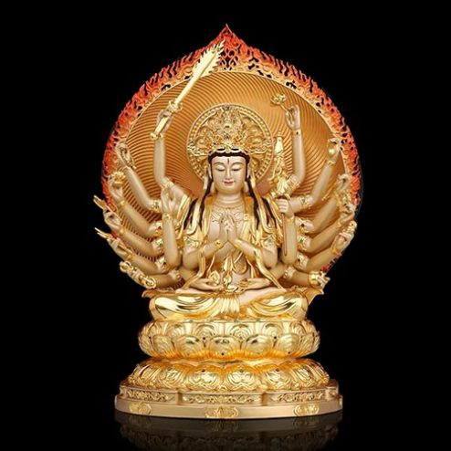 Tượng Bồ Tát Chuẩn Đề Đồng Cao Cấp Dát Vàng Nhập Khẩu T2700