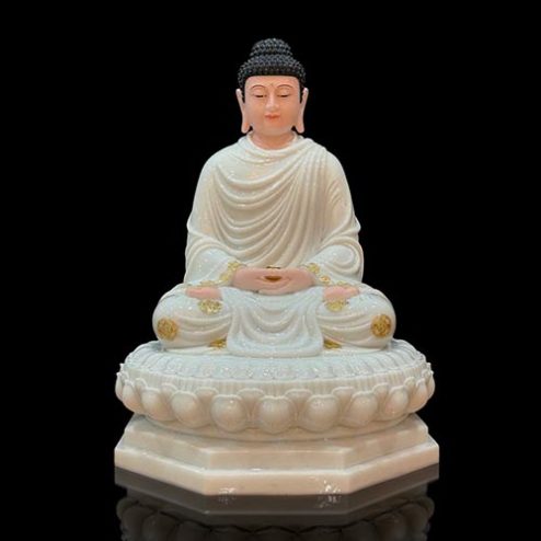 Tượng Bổn Sư Thích Ca Mâu Ni Phật Bột Đá Trắng Đế Bát Giác Ngồi Tĩnh Tâm T2624