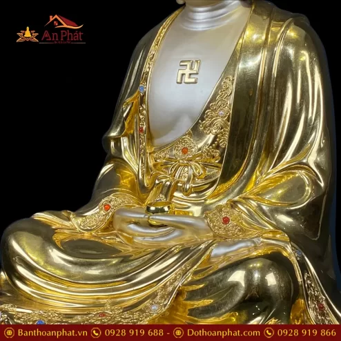 tuong phat a di da bang dong dat vang an bao ngoi de sen cao cap t254100008