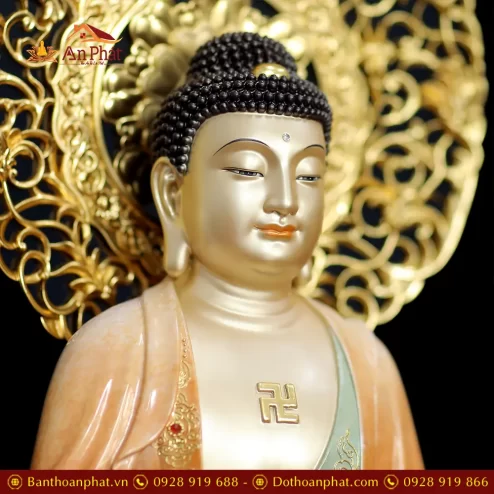 tuong phat a di da dong son cam cam dang ngoi co la de cao cap t260600004