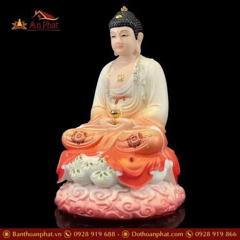 tuong phat a di da ngoi de may son mau do cao cap t251400005