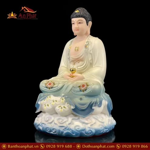 tuong phat a di da ngoi de may son mau xanh cao cap t251500006