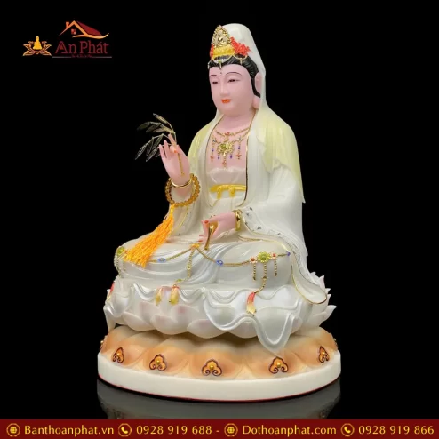 tuong phat ba quan am bo tat bot da son mau nhap khau dang ngoi dai sen t258400008