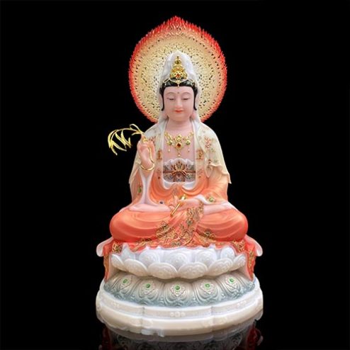 Tượng Phật Bà Quan Âm Bồ Tát Ngồi Đế Bảo Liên Có Lá Đề T2594