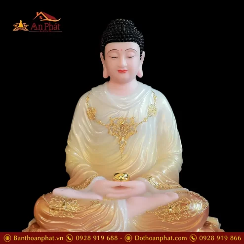 tuong phat bon su thich ca bot da son phu quy cao cap dang ngoi t260700010