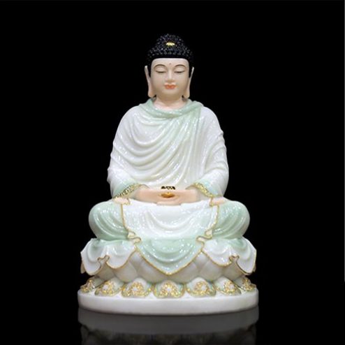 Tượng Phật Bổn Sư Thích Ca Bột Đá Xanh Thiên Thanh Ngồi Đài Sen Cao Cấp T2612