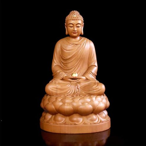 Tượng Phật Bổn Sư Thích Ca Gỗ Long Não Dáng Ngồi Cao Cấp T2608