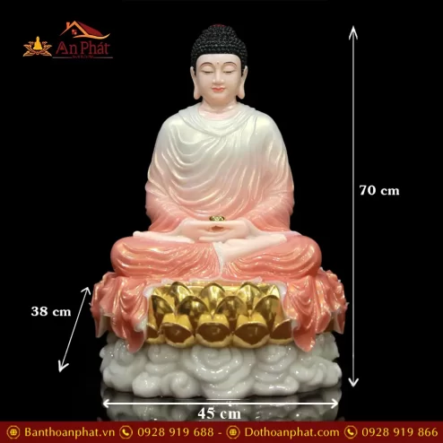 tuong phat bon su thich ca ngoi dai sen bot da ao hong nhap khau t262900001