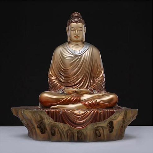 Tượng Phật Bổn Sư Thích Ca Ngồi Tịnh Tâm Bằng Đồng Men Cổ Cao Cấp T2627