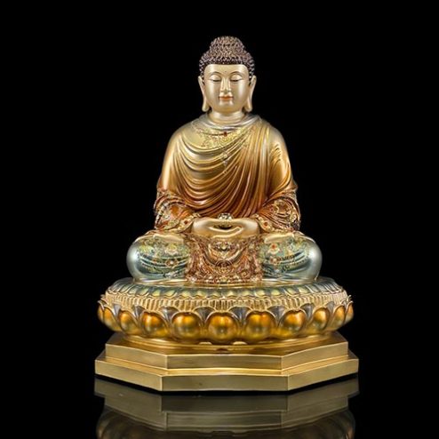 Tượng Phật Bổn Sư Thích Ca Tĩnh Tâm Đồng Cao Cấp Sơn Men Cổ T2616