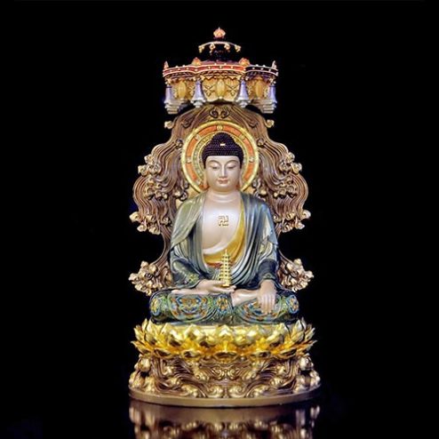 Tượng Phật Dược Sư Đồng Cao Cấp Có Lọng Che Ngồi Đế Non Nước T2691