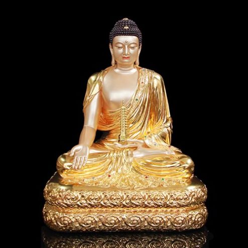 Tượng Phật Dược Sư Đồng Dát Vàng Dáng Ngồi Ấn Bảo T2693