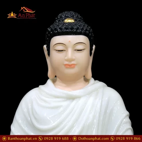 tuong phat thich ca bot da ao trang vien xanh dang ngoi tinh tam t262600006