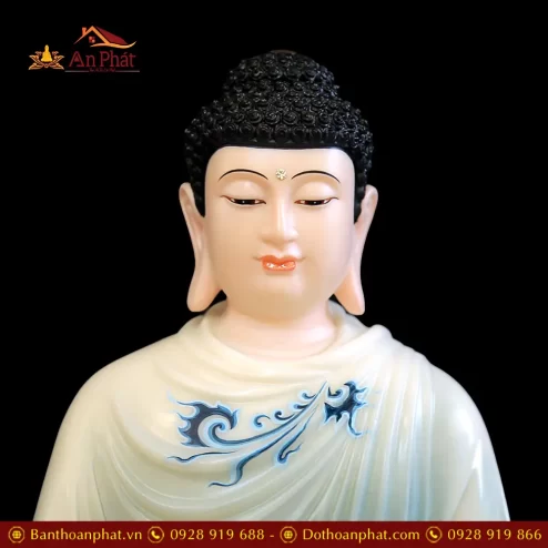 tuong phat thich ca bot da son xanh dang ngoi dai sen nhap khau t262100005