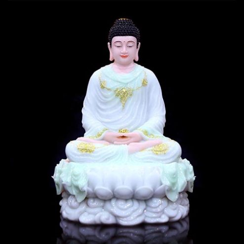 Tượng Phật Thích Ca Mâu Ni Bột Đá Xanh Thiên Thanh Dáng Ngồi Non Nước T2615