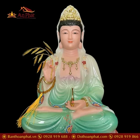 tuong quan am bo tat bot da son mau xanh dang ngoi dai sen 3 tang t260300003