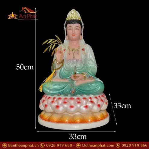 tuong quan am bo tat bot da son mau xanh dang ngoi dai sen 3 tang t260300009