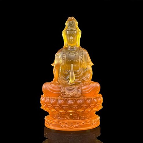 Tượng Quan Âm Bồ Tát Lưu Ly Cao Cấp Nhập Khẩu Ngồi Đài Sen T2571