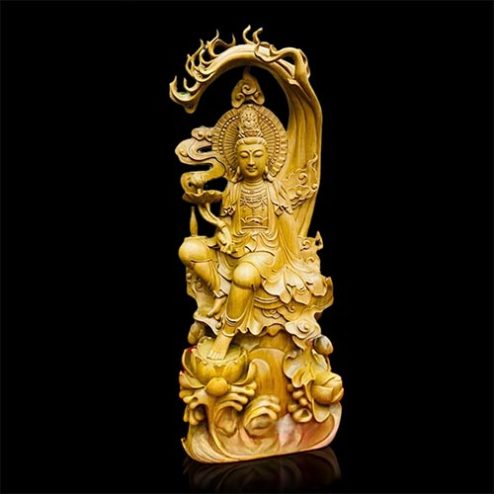 Tượng Quan Âm Tự Tại Gỗ Pơ Mu Cao Cấp T2727